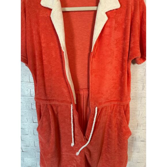 Marine layer women’s rapper Terry cloth orange cream coastal summer preppy - Picture 7 of 16